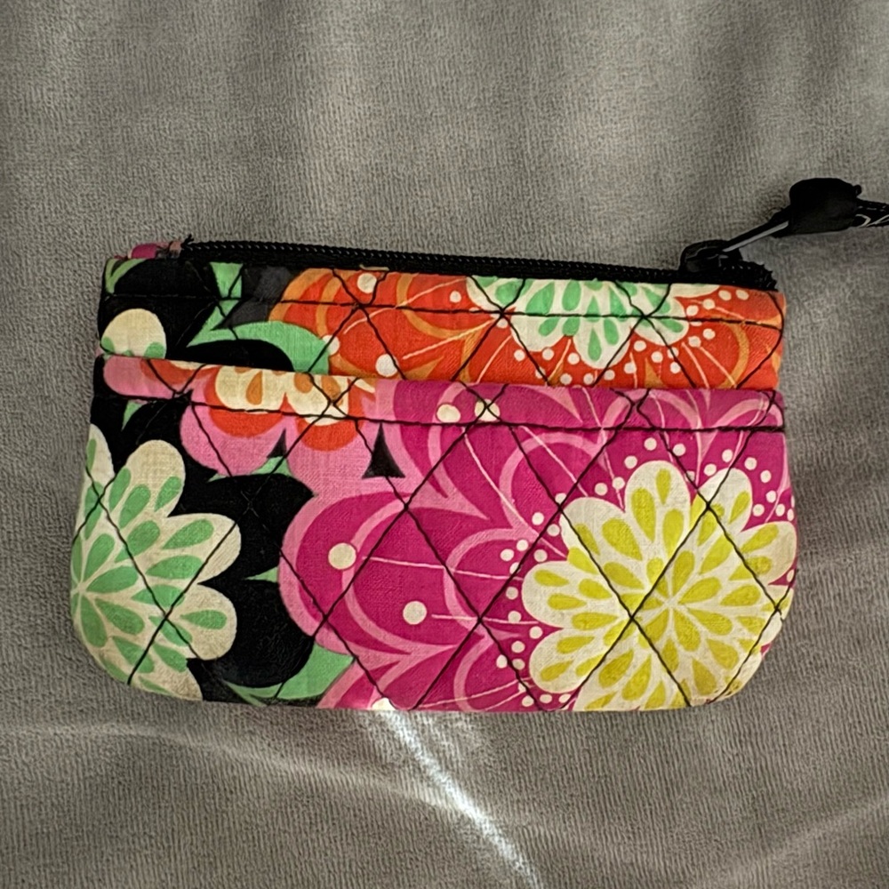 Vera Bradley Pink and Green Floral Cosmetic Bag